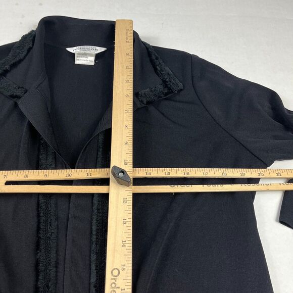 Exclusively Misook Black Textured Trim Open Front Knit Jacket Size PS Petite Sma - Picture 7 of 9